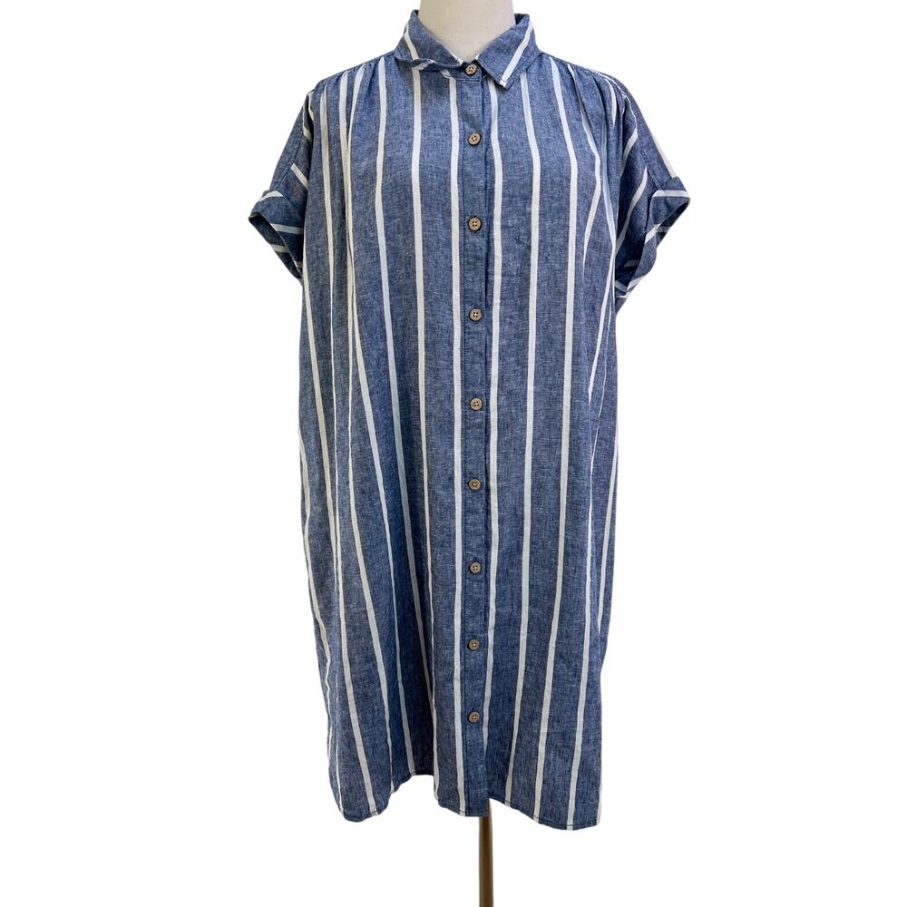 Faherty Breeze Shirt Dress Blue Stripe